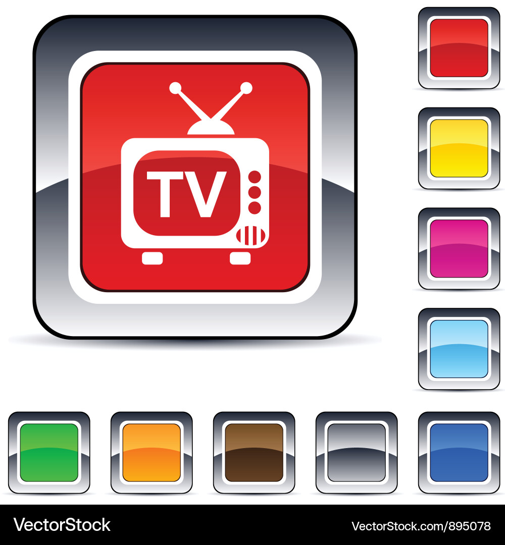 Tv square button Vector Image