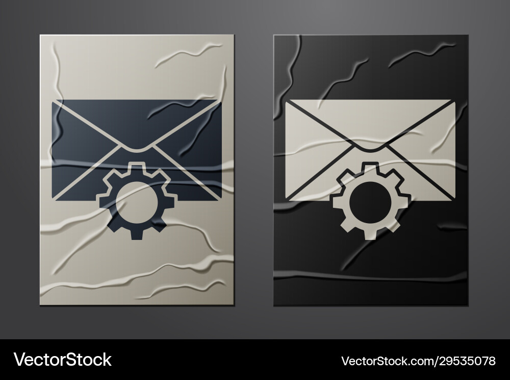 White envelope setting icon isolated on crumpled Vector Image