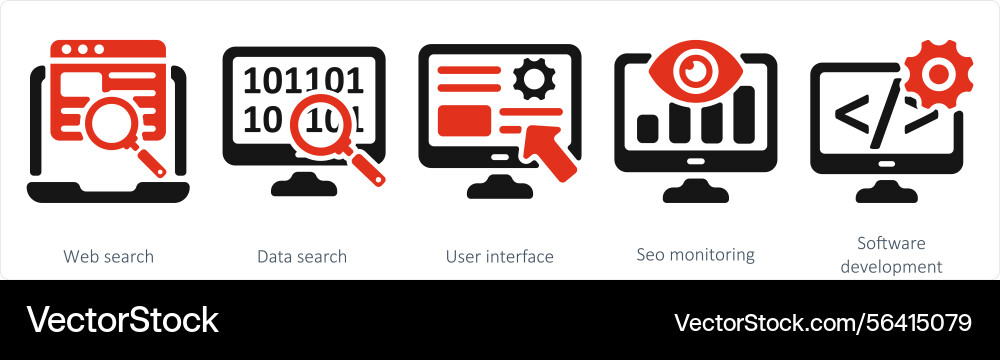 A set of 5 seo icons as web search data Vector Image