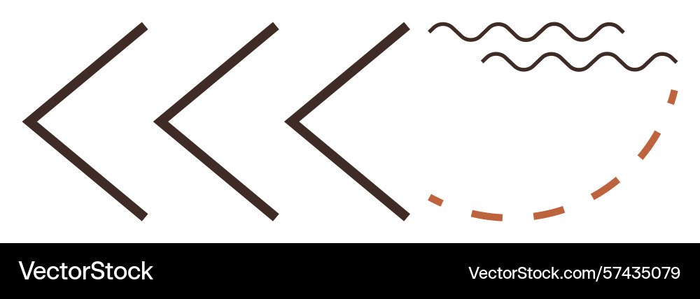 Arrow shapes with dashed arc and wavy lines Arrow shapes with dashed arc and wavy lines Vector Image