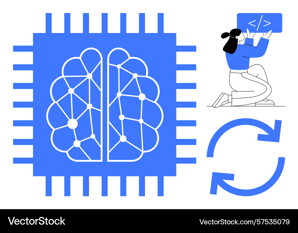 Artificial intelligence concept with brain vector image