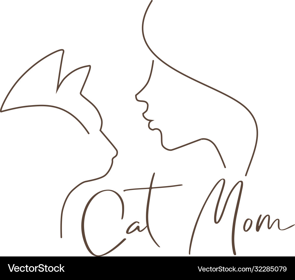 Elegant Cat Line Art Pattern Vector Image