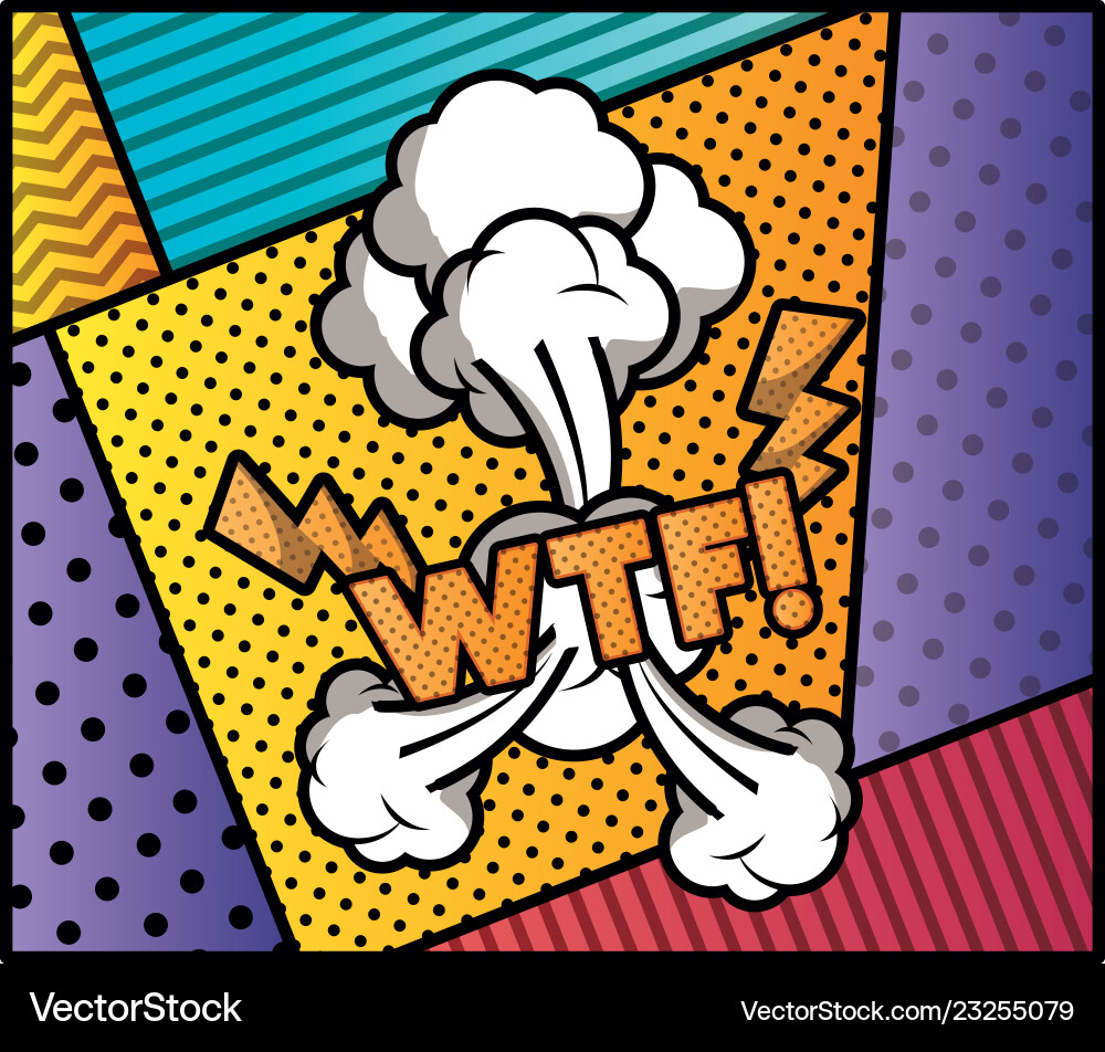 Expression bubble with wtf pop art style Vector Image
