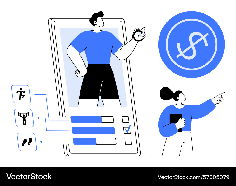 Fitness tracking app interface with active users Vector Image