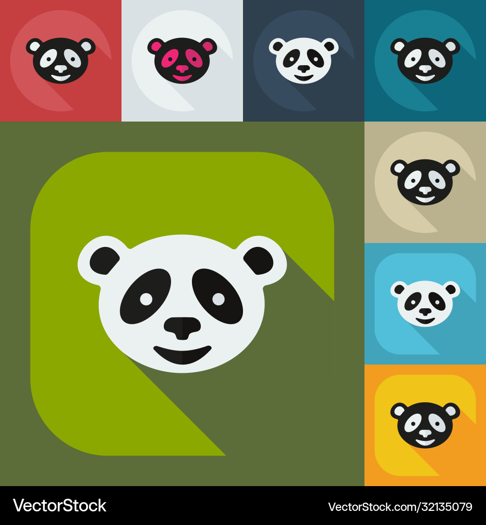 Flat modern design with shadow icons pandas Vector Image