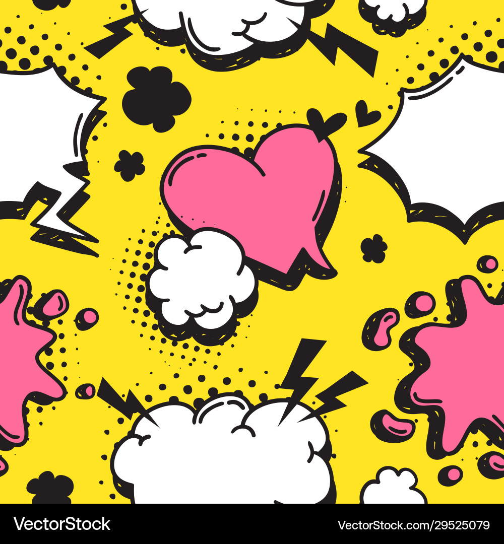 Hand drawn seamless pattern with speech bubbles Vector Image