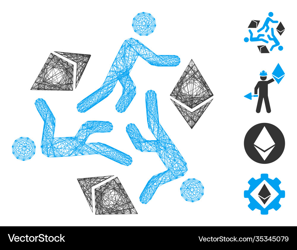 Linear running persons for ethereum mesh Linear running persons for ethereum mesh vector image