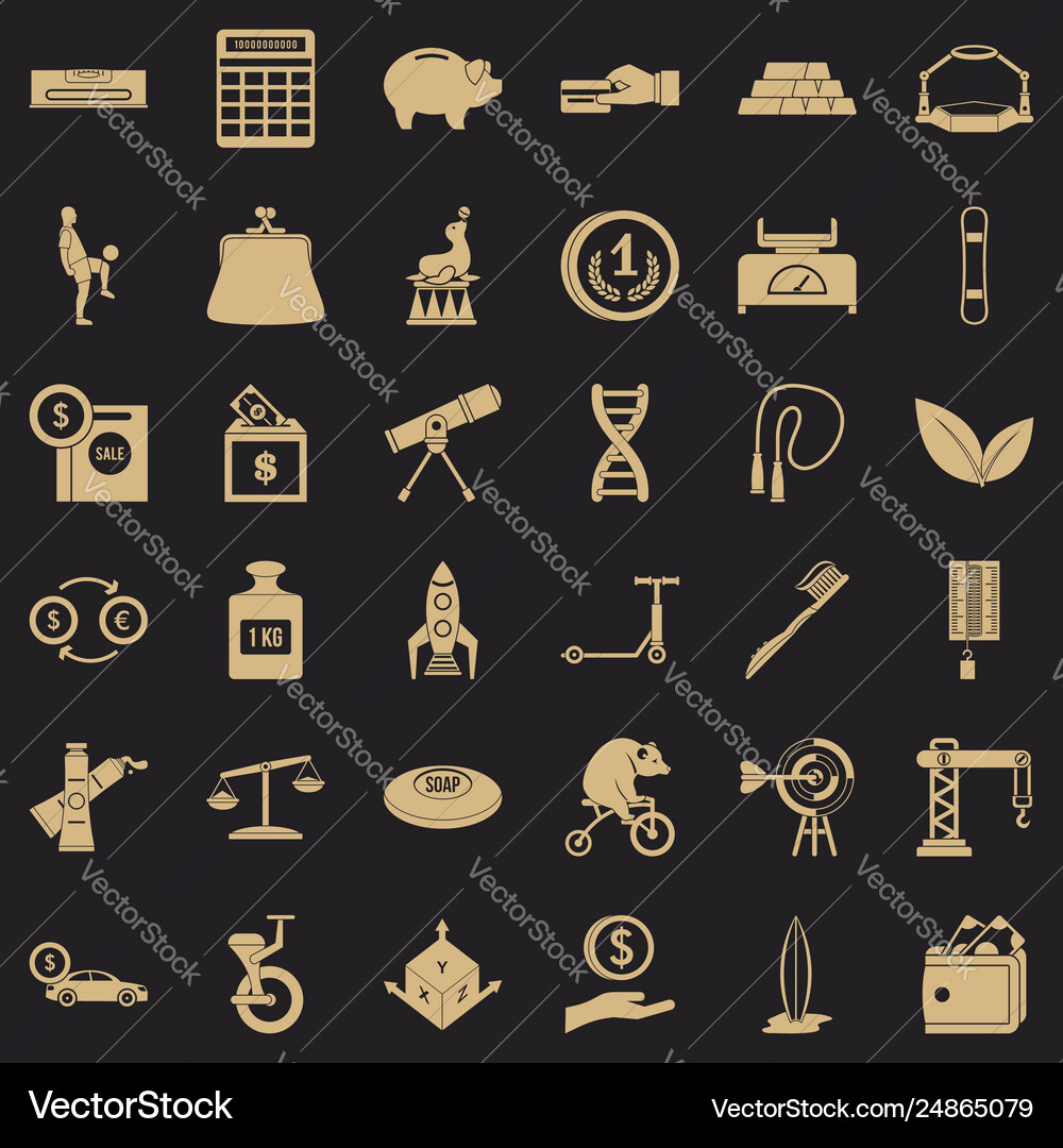 Number balance icons set simple style Vector Image