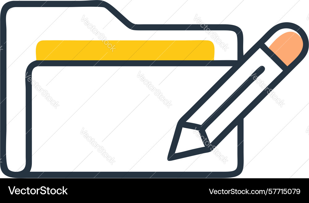 Open folder and pencil project management or data vector image