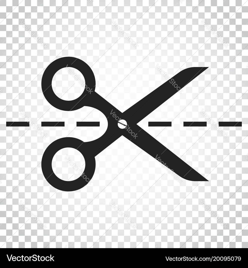 Scissors icon with cut line scissor simple vector image