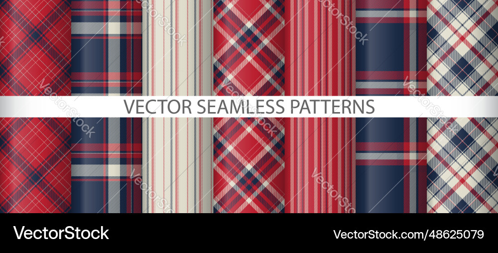 Set background pattern check seamless textile Vector Image
