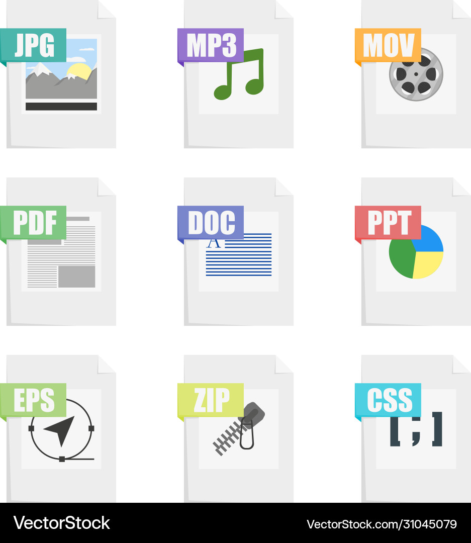 Set color web document icons Set color web document icons Vector Image