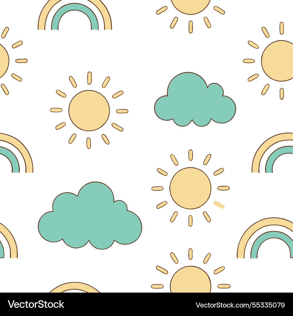 Soft spring sunshine seamless pattern with pastel Vector Image