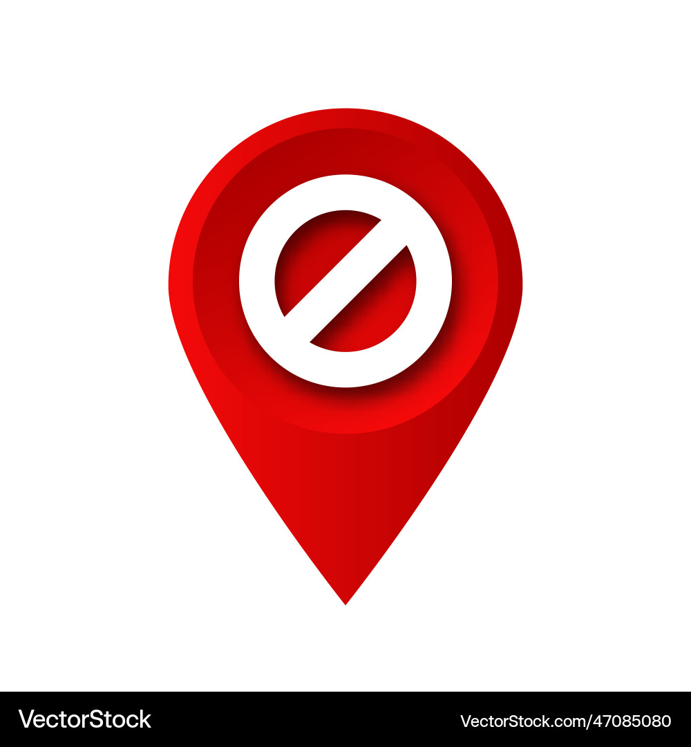 Block map pin forbidden pointer Vector Image