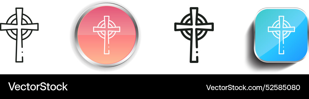 Celtic cross icon thin linear regular and button Celtic cross icon thin linear regular and button Vector Image