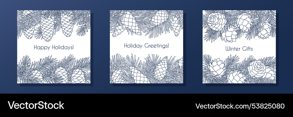 Compositions with coniferous branches and cones Compositions with coniferous branches and cones Vector Image