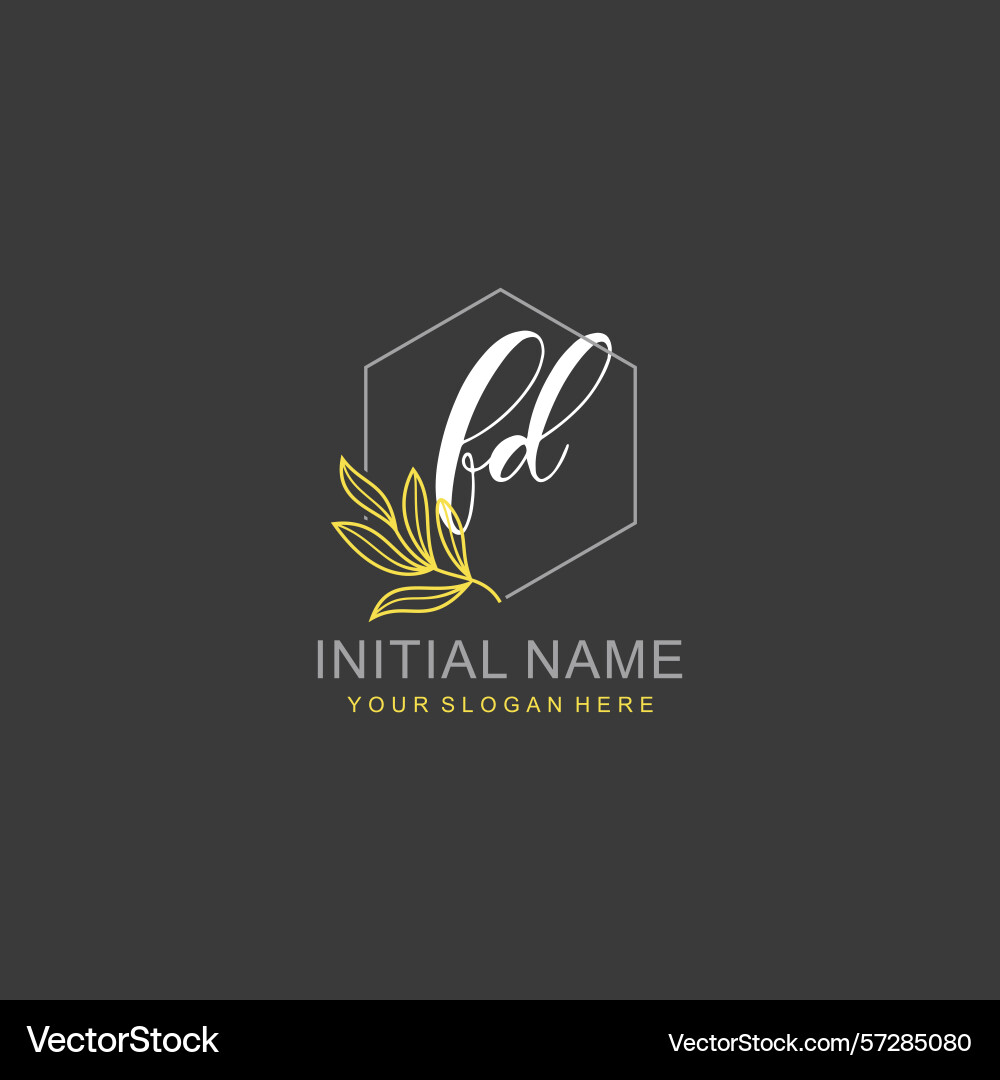 Fd initial logo templates with botanical elements Vector Image