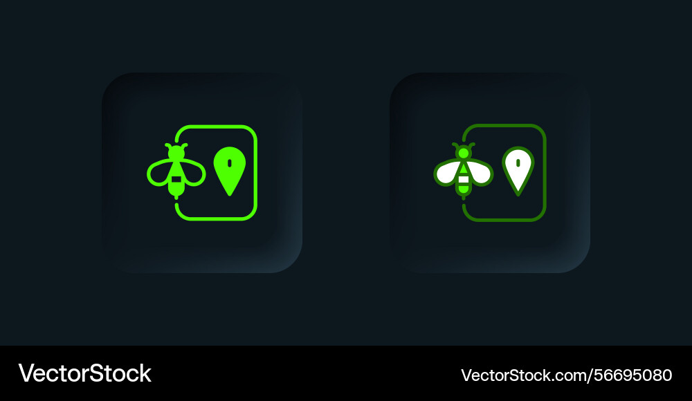 Green bee location map pin pointer icon isolated Green bee location map pin pointer icon isolated Vector Image