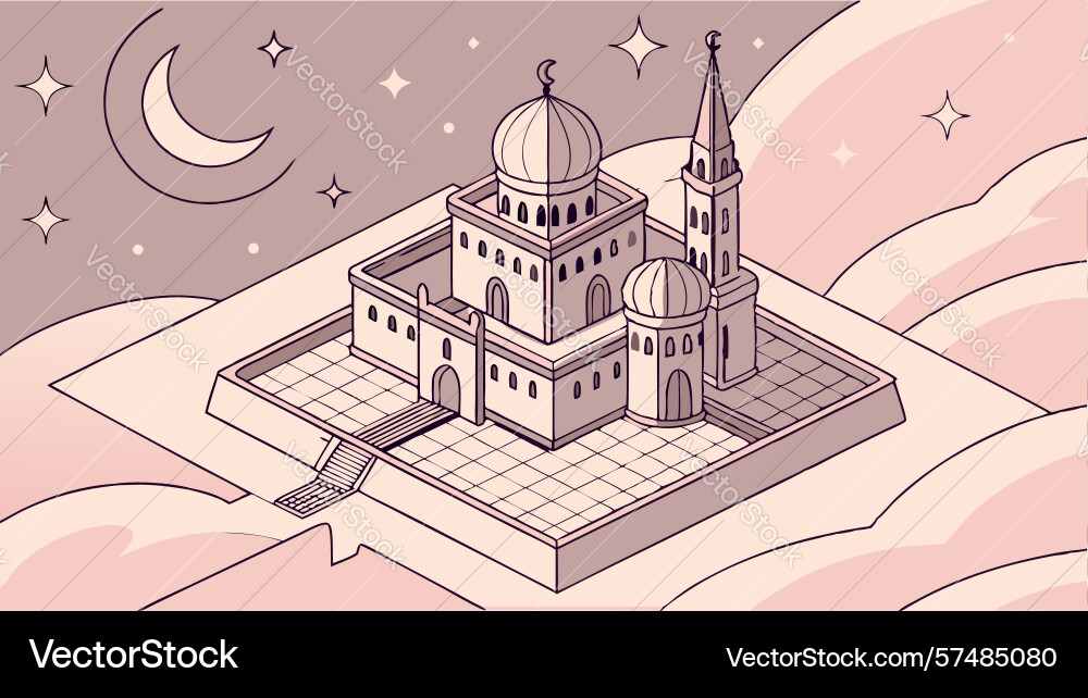 Intricate temple building in an isometric view vector image
