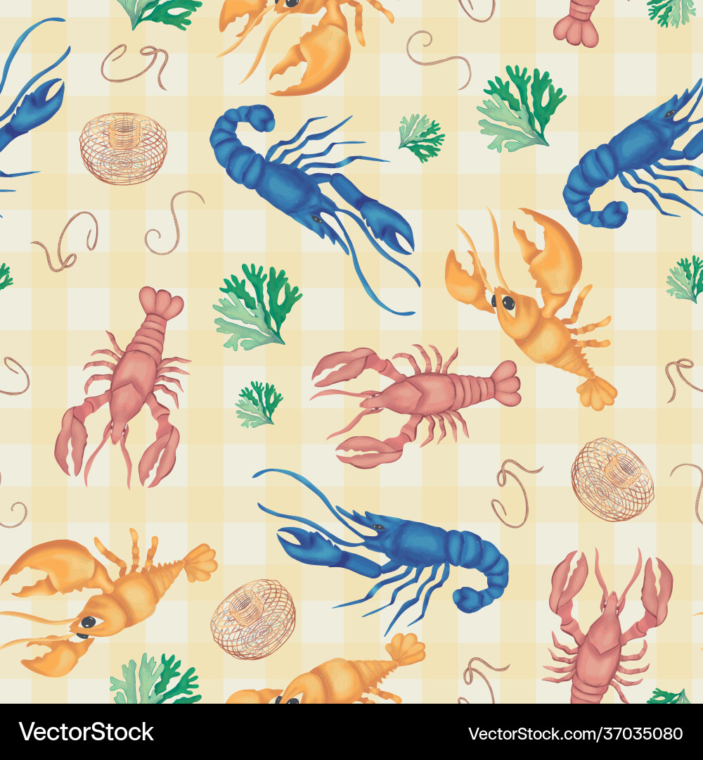 Lobster Tisch wiederholen Muster Lobster Tisch wiederholen Muster vektorbild
