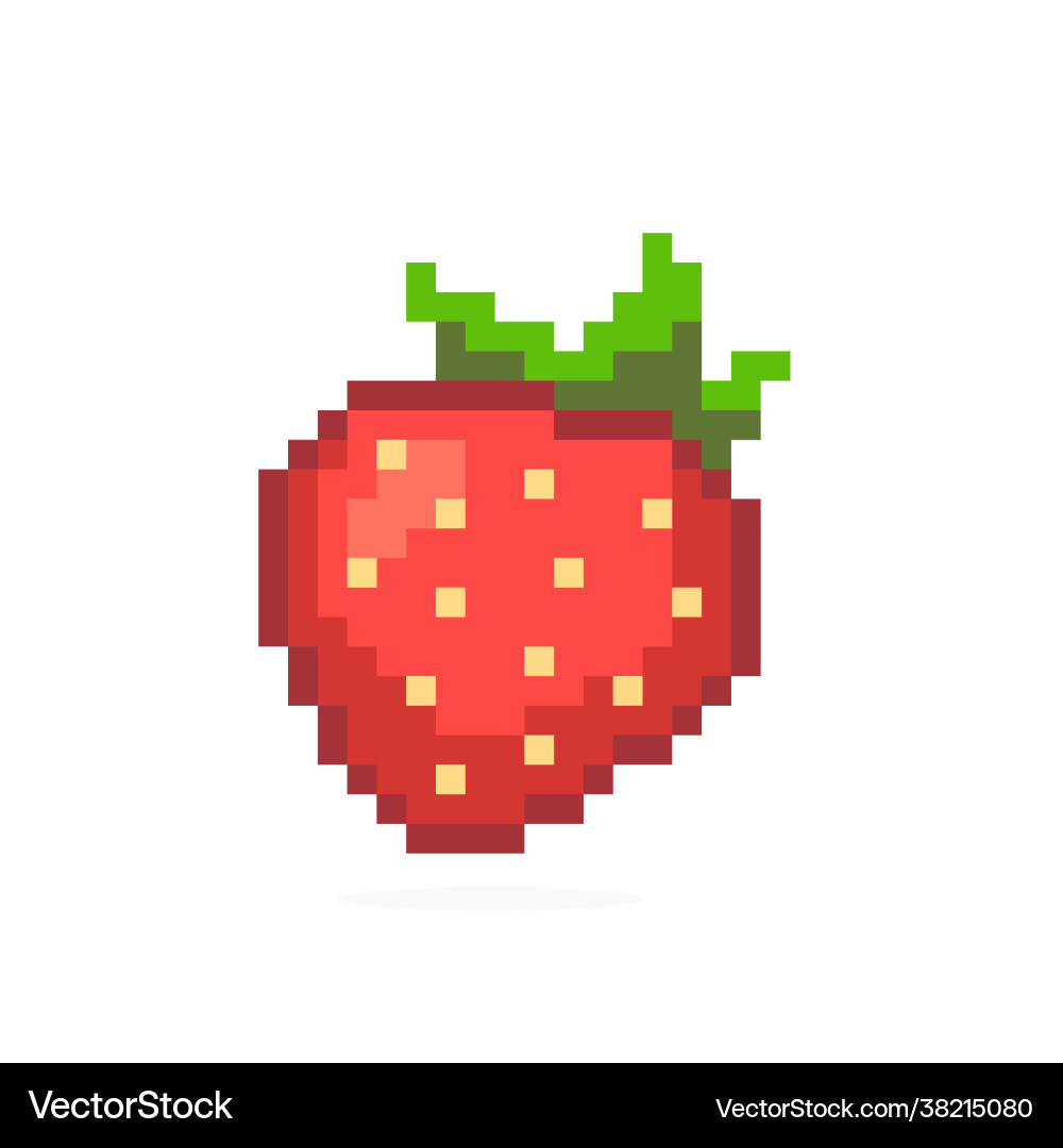 Pixel strawberry image for 8 bit game assets Pixel strawberry image for 8 bit game assets Vector Image