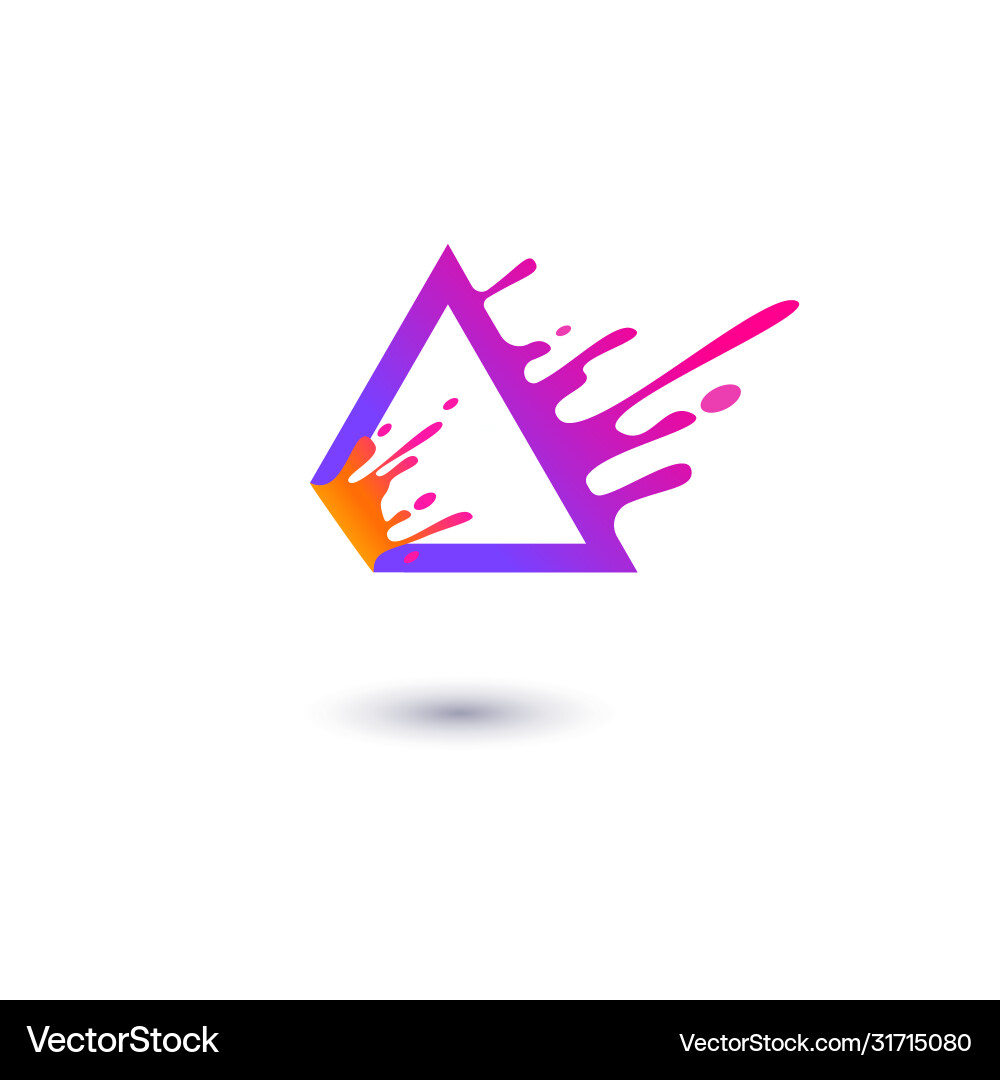 Purple triangle frame with fluid contour splashing Purple triangle frame with fluid contour splashing vector image