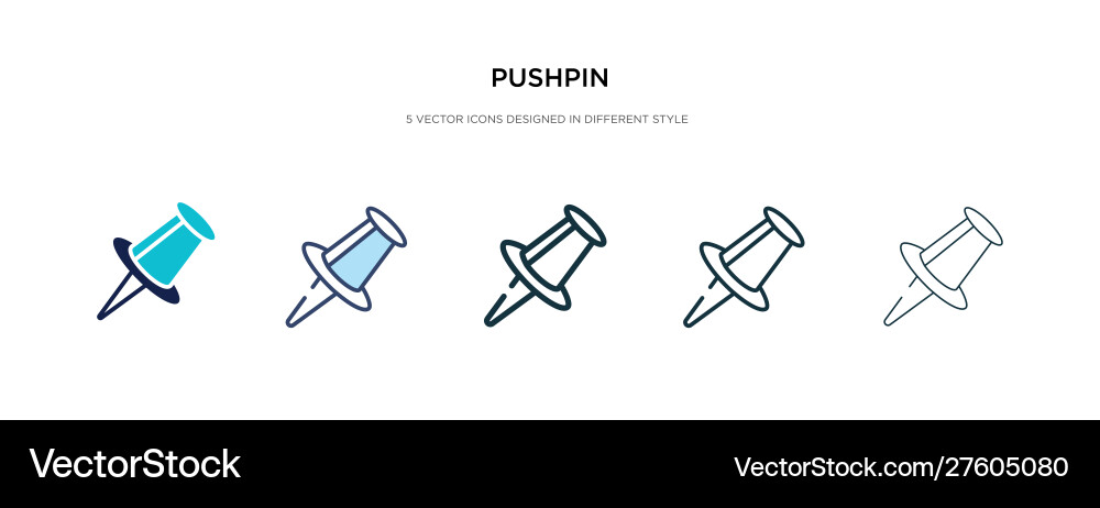 Pushpin icon in different style two colored Vector Image
