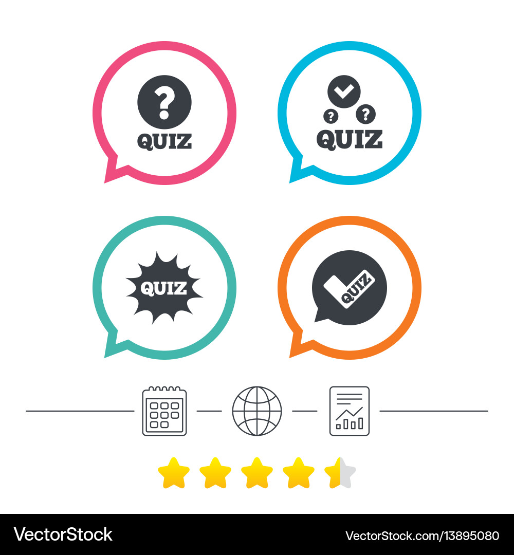 Quiz icons speech bubble with check mark symbol Vector Image