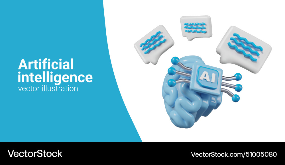 Realistic processor integrated into brain with ai vector image