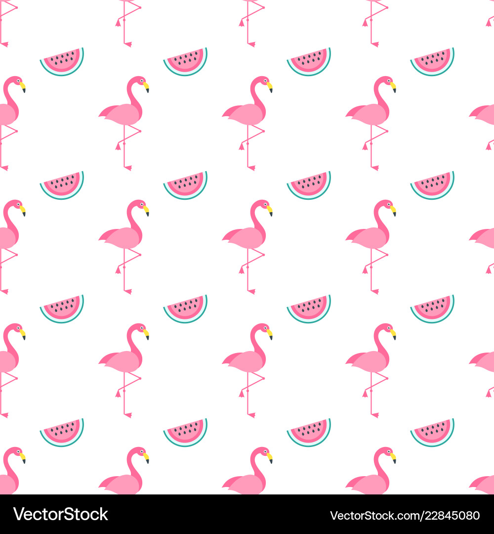 Seamless pattern with pink flamingo birds vector image