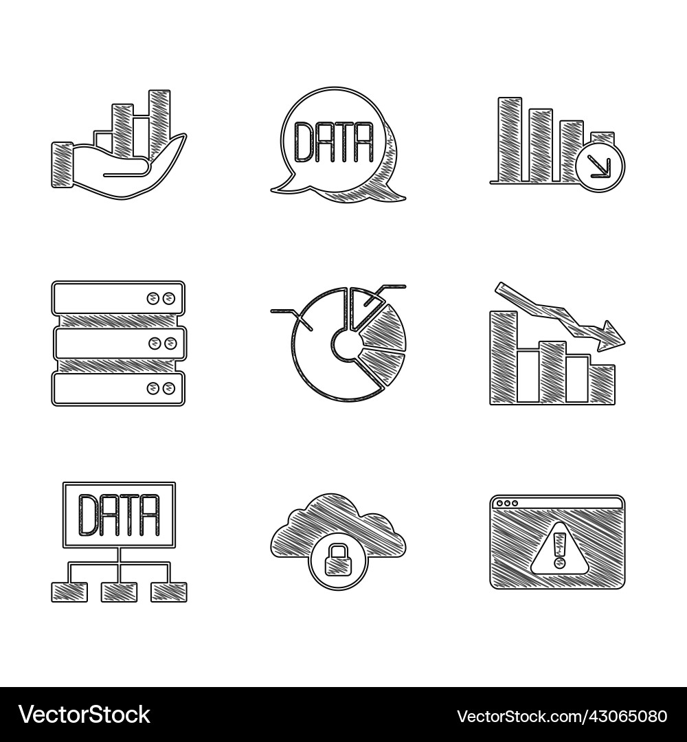 Set pie chart infographic cloud computing lock Set pie chart infographic cloud computing lock vector image