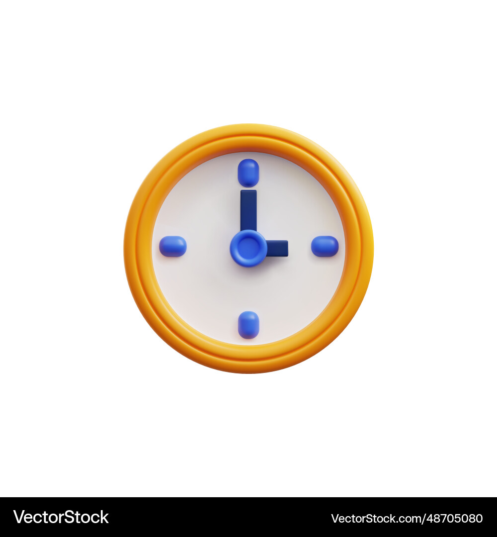 Wall clock with round dial 3d realistic render Wall clock with round dial 3d realistic render vector image