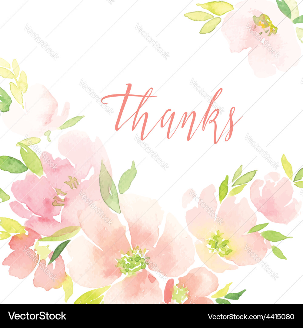 Watercolor Floral Greeting Card Vector Image