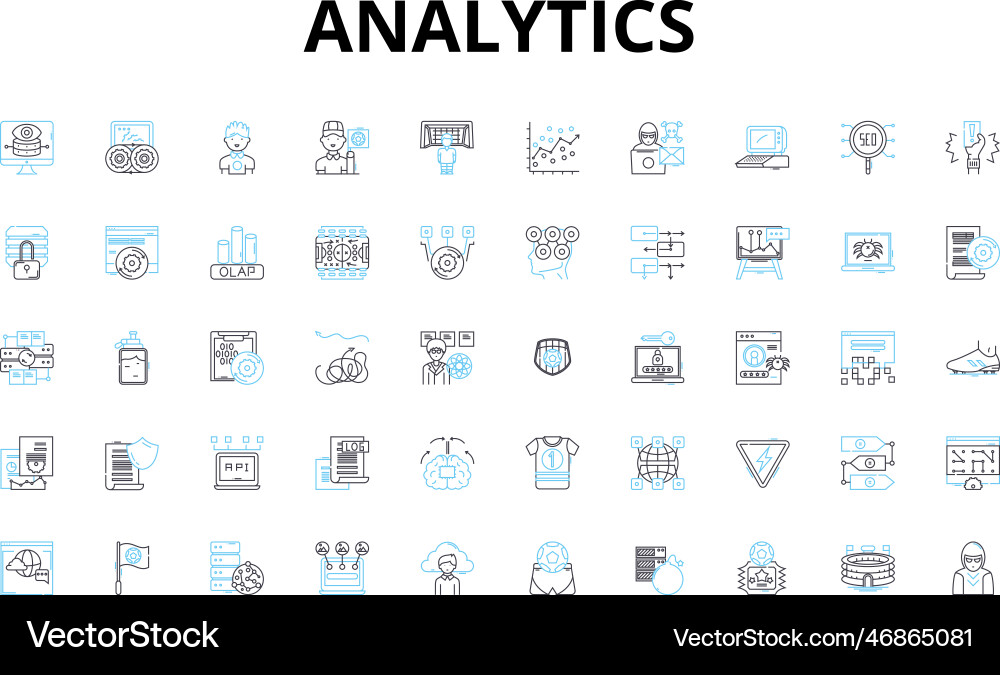 Analytics linear icons set data metrics Analytics linear icons set data metrics vector image