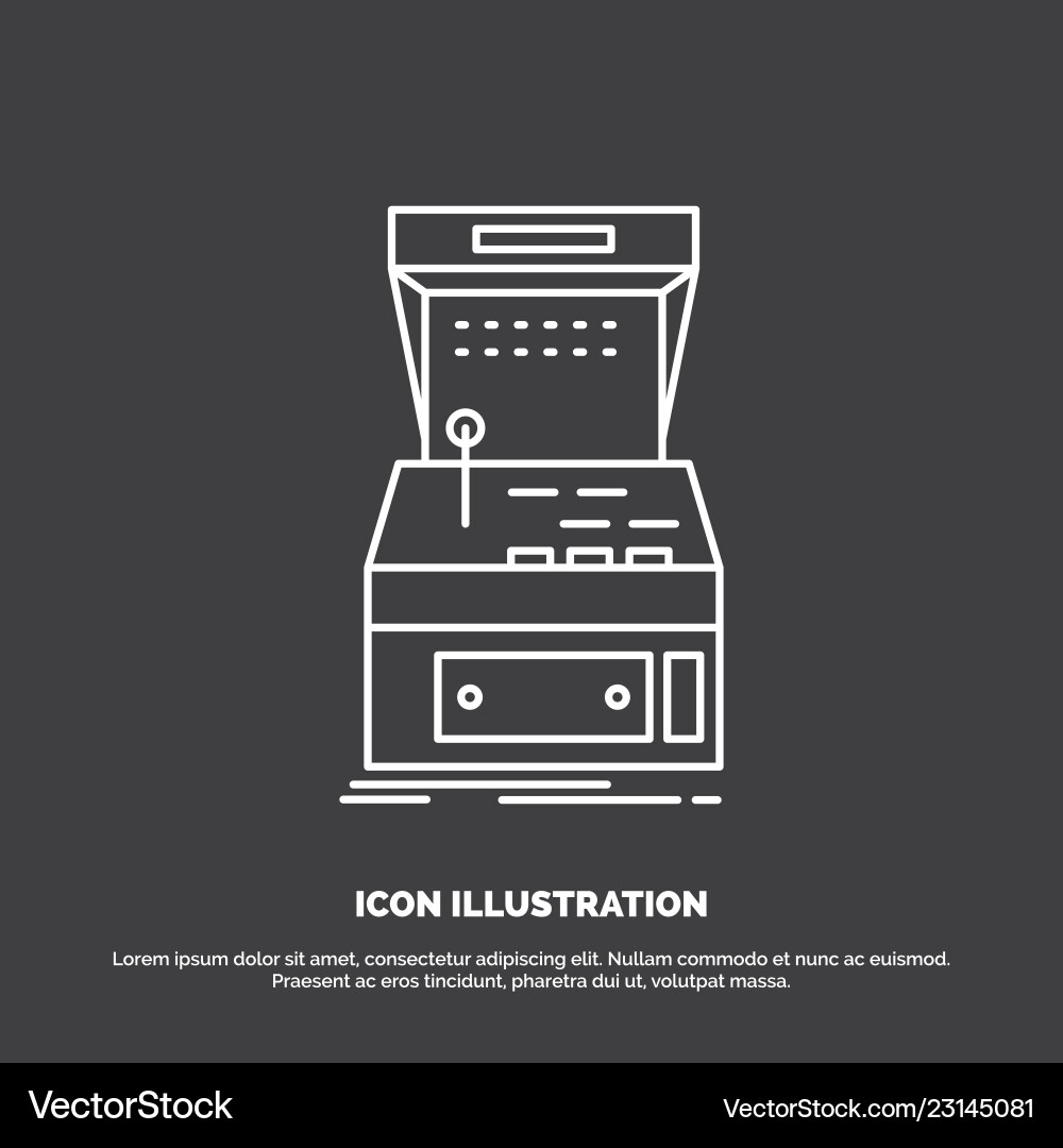 Arcade console game machine play icon line symbol Arcade console game machine play icon line symbol Vector Image