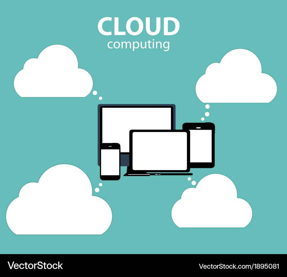 Cloud computing concept on different electronic vector image