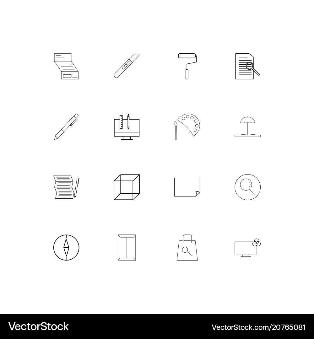 Creative process and design linear thin icons set vector image