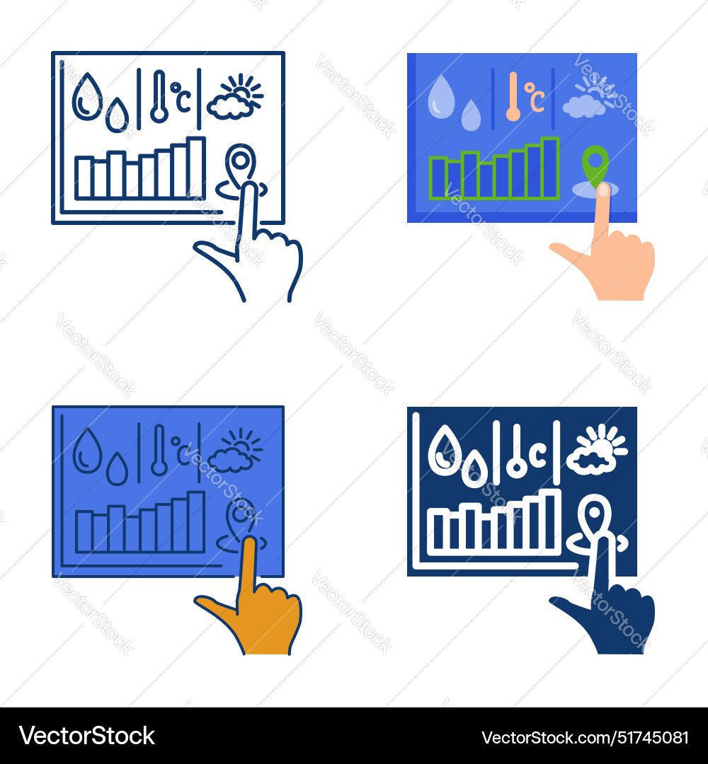 Data driven farming icon set Data driven farming icon set vector image