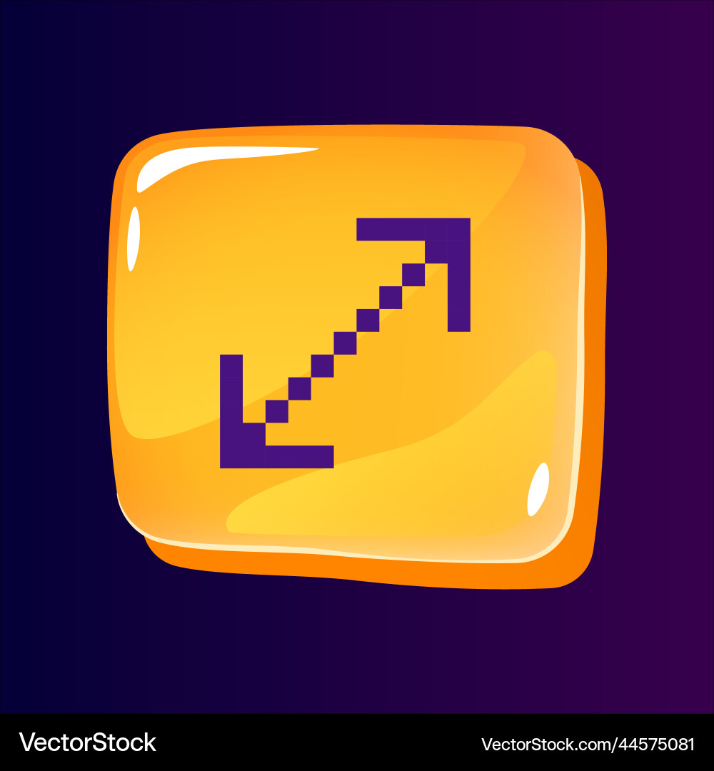 Enlarge glossy ui button with pixelated color icon Vector Image