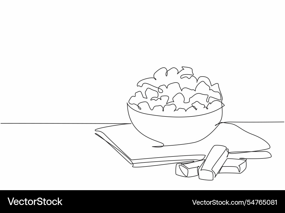 Kontinuierliche eine Linie Zeichnung Karamell Popcorn Kontinuierliche eine Linie Zeichnung Karamell Popcorn vektorbild