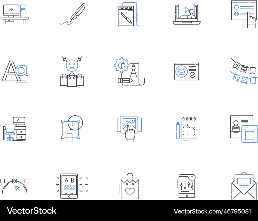 Motion graphics line icons collection animation Vector Image