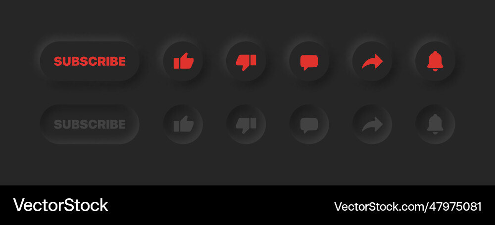 Neomorphic UI Buttons - Like Dislike vector image