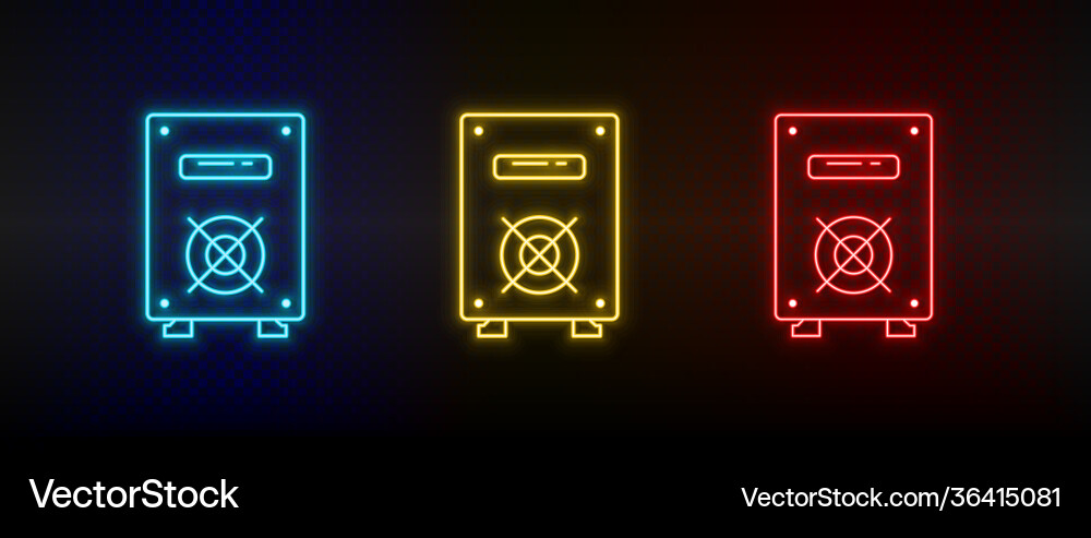 Neon-Symbol setzen Backup-Cloud rot blau Vektorbild