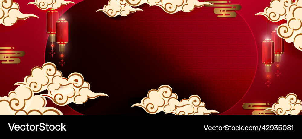 Red textural design with asian pattern lanterns Red textural design with asian pattern lanterns Vector Image