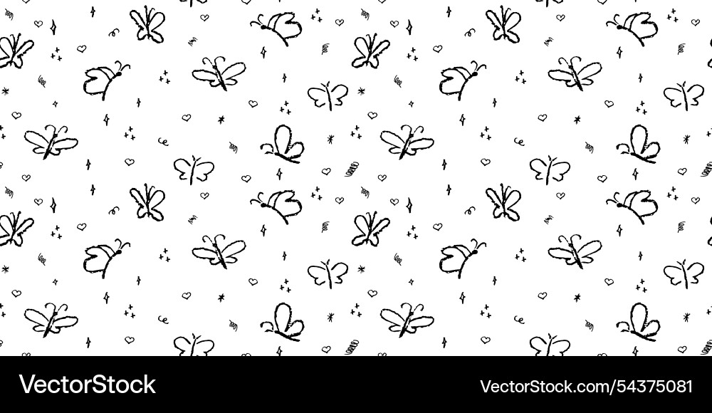 Seamless pattern with handdrrawn butterflies Seamless pattern with handdrrawn butterflies vector image
