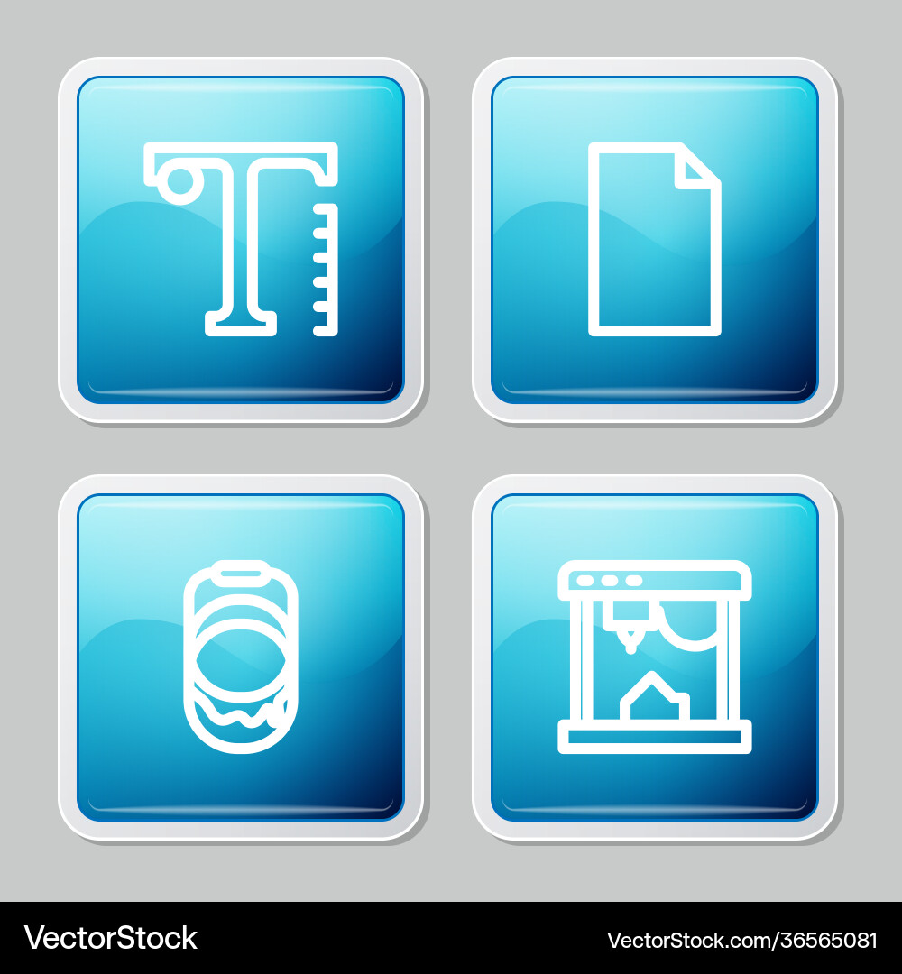 Set line text empty document paint bucket and 3d Set line text empty document paint bucket and 3d Vector Image