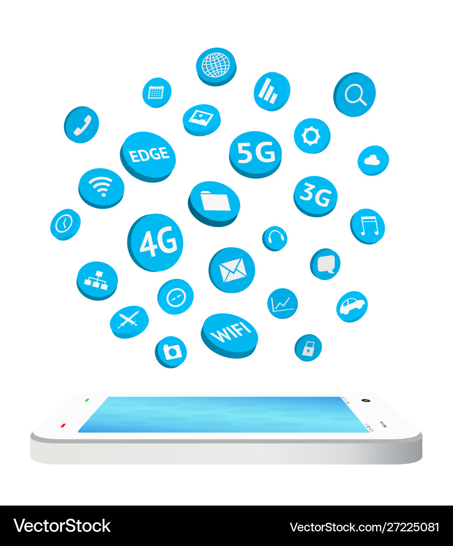 Smartphone with connection apps icon floating Vector Image