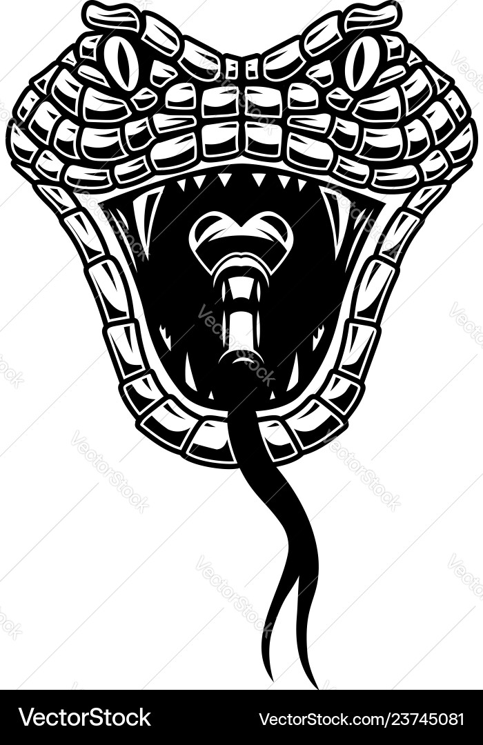 Snake head in engraving style design element