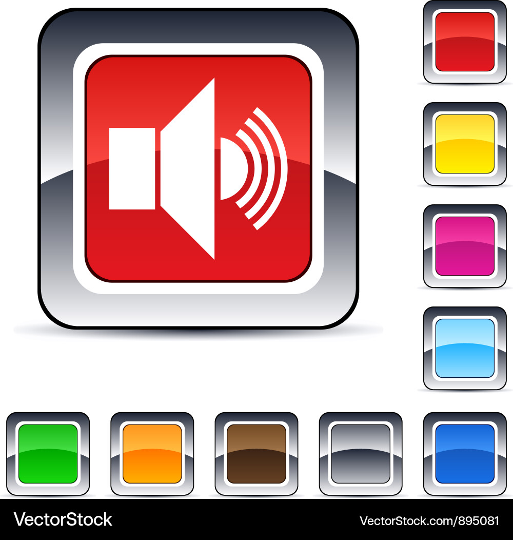 Sound square button vector image