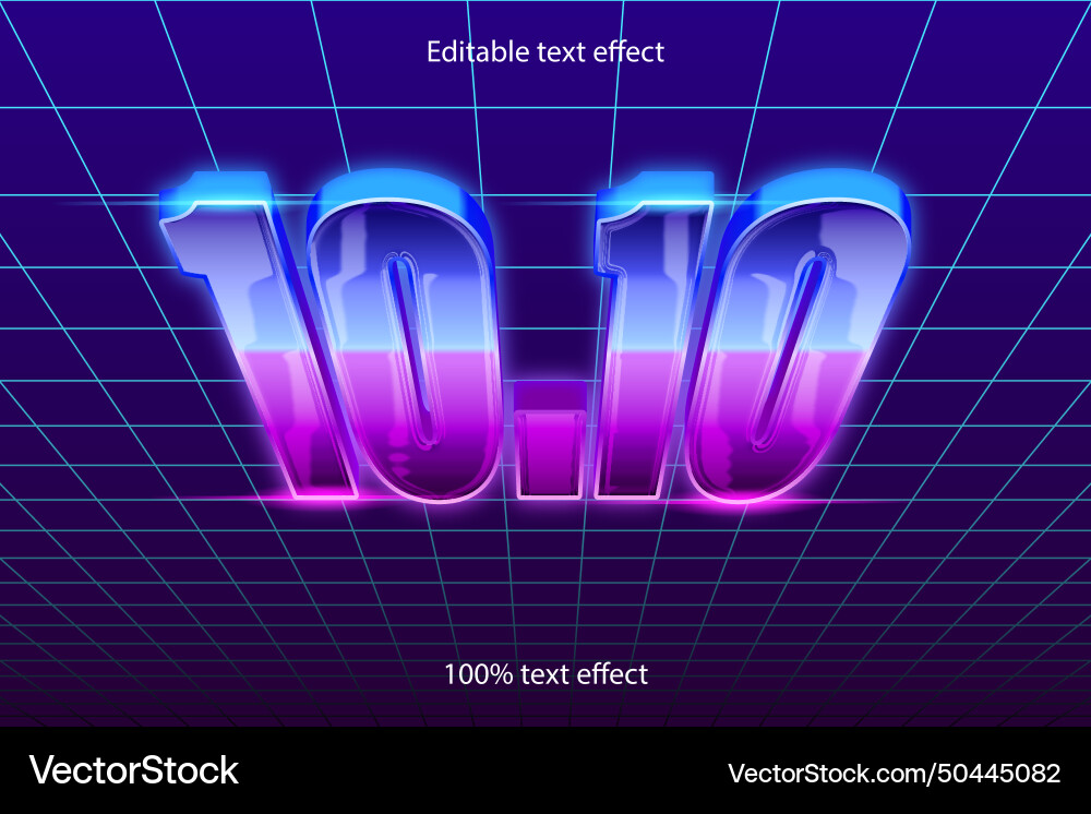 1010 editable text effect retro style Vector Image